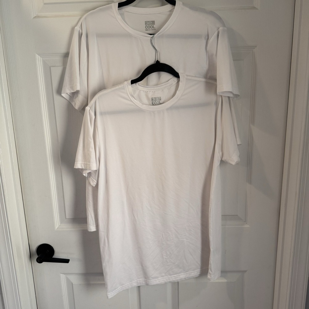 Lot Of 2 White‎ 32 Degrees Cool Tee T-Shirt Short Sleeve Sz Large